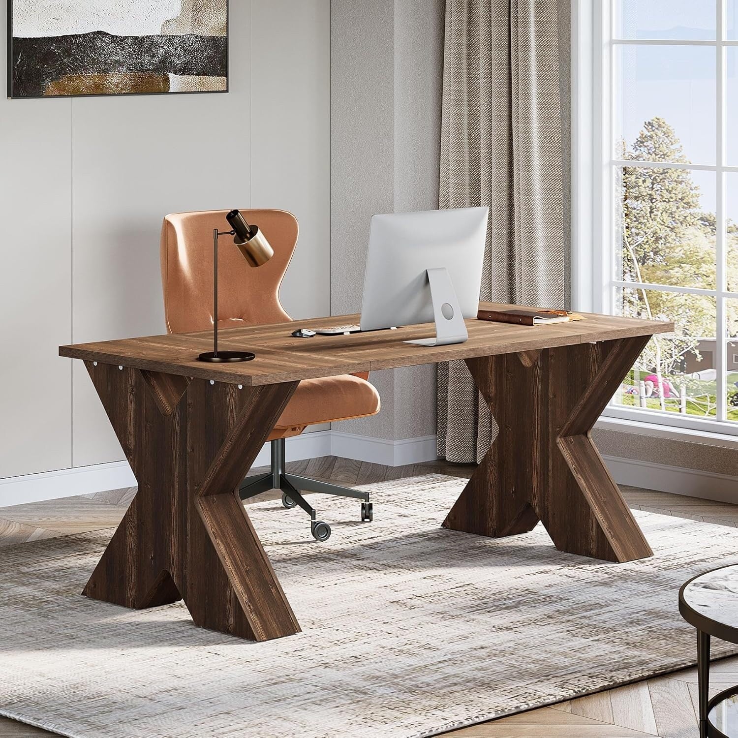 63 Industrial Wood Computer Executive Desk for Home Office