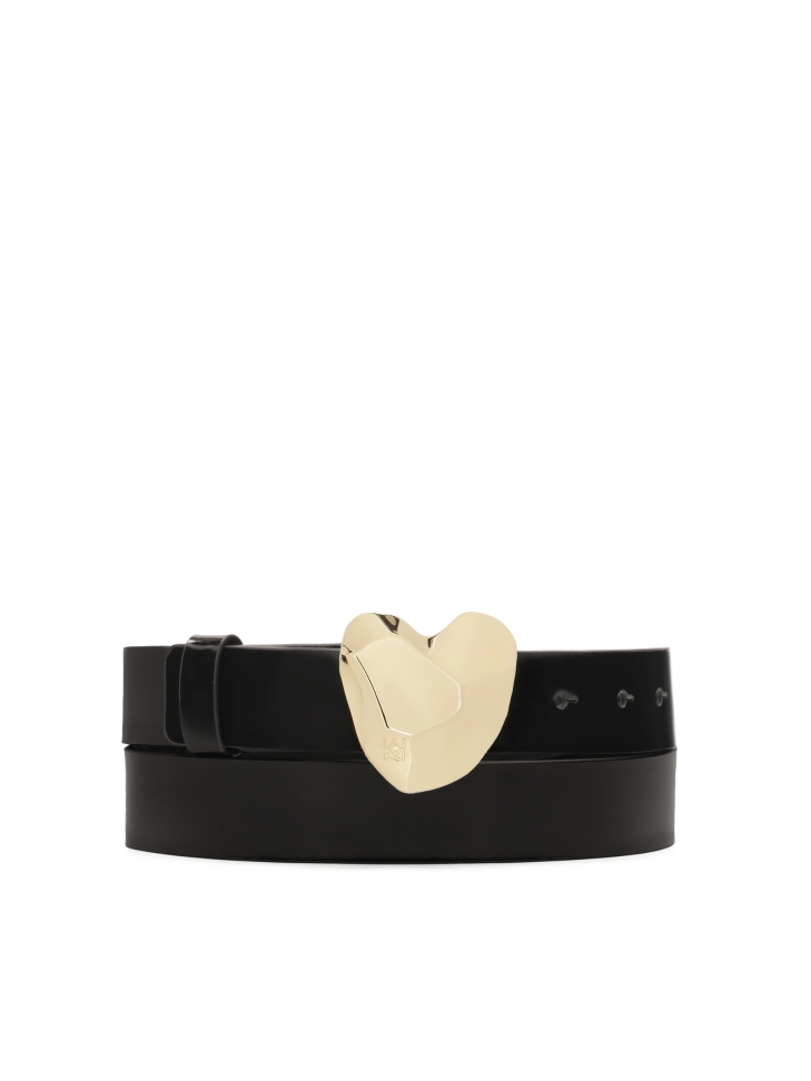 Patent black belt with heart-shaped buckle