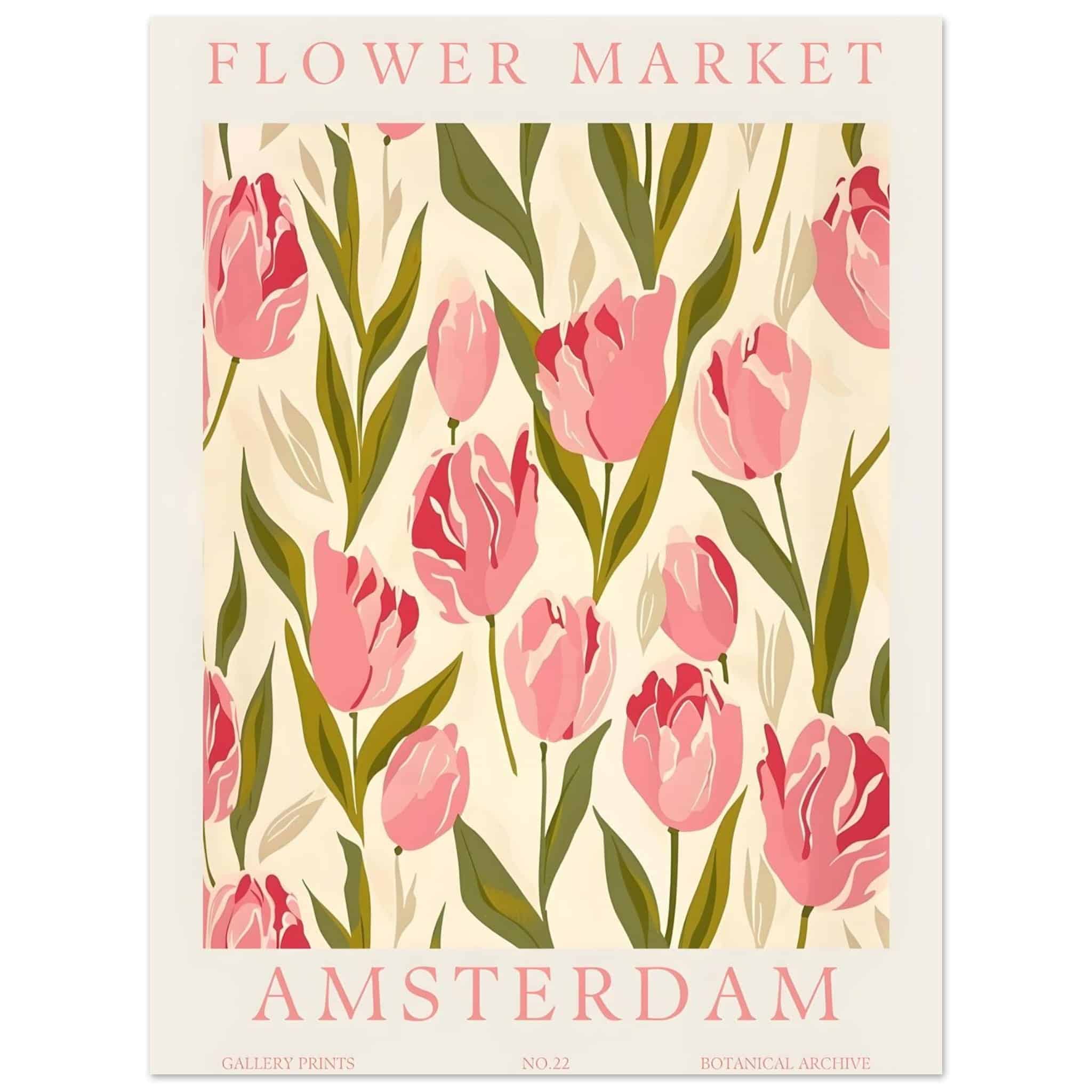 Artfulprints Poster Flower market - Amsterdam IV  - 30x40 cm - Roze