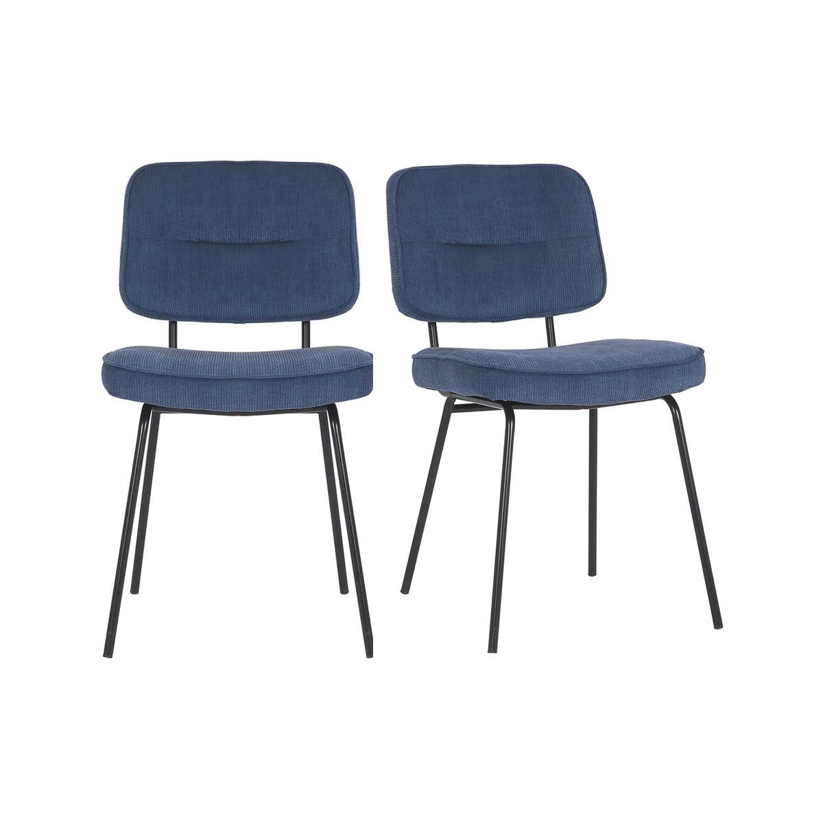 ZEZA - Set de 2 chaises moderne en tissu côtelé bleu