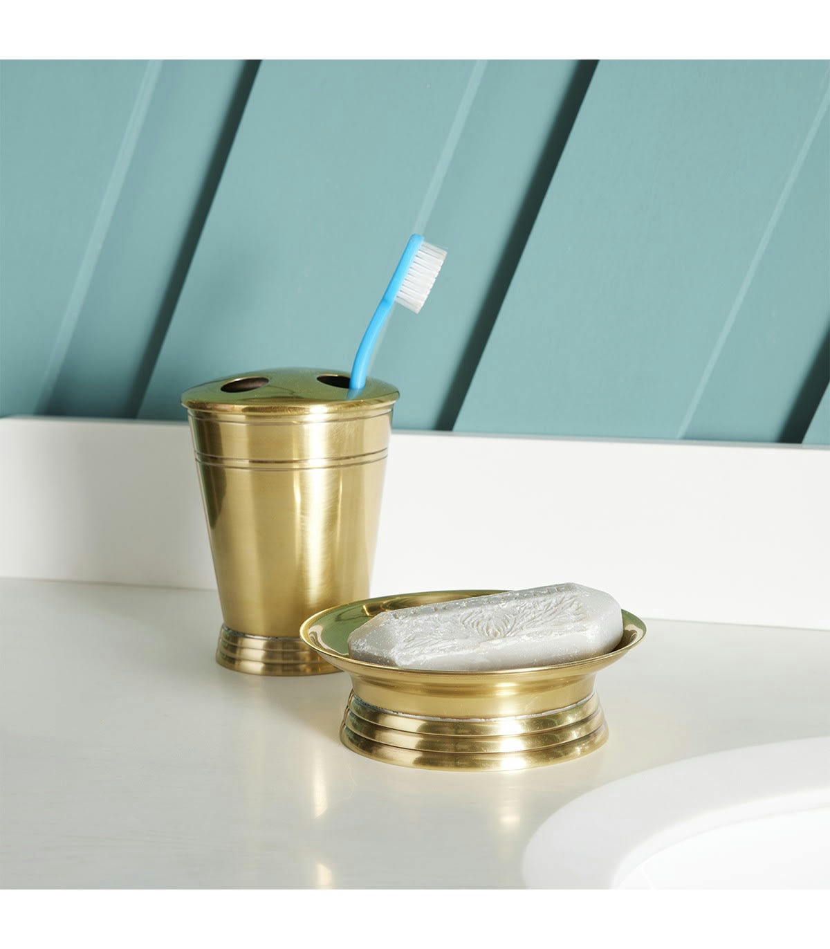 - Porte Brosse à Dents en Laiton Finition Dorée - Or