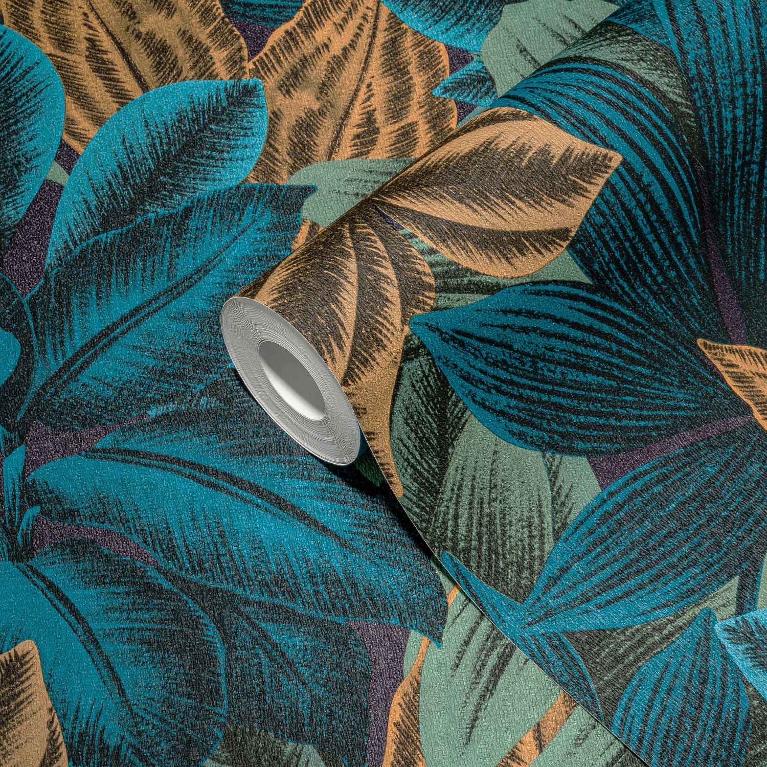 Livingwalls behang jungle-motief blauw, oranje, lila paars en groen - 53 cm x 10.05 m - AS-392221