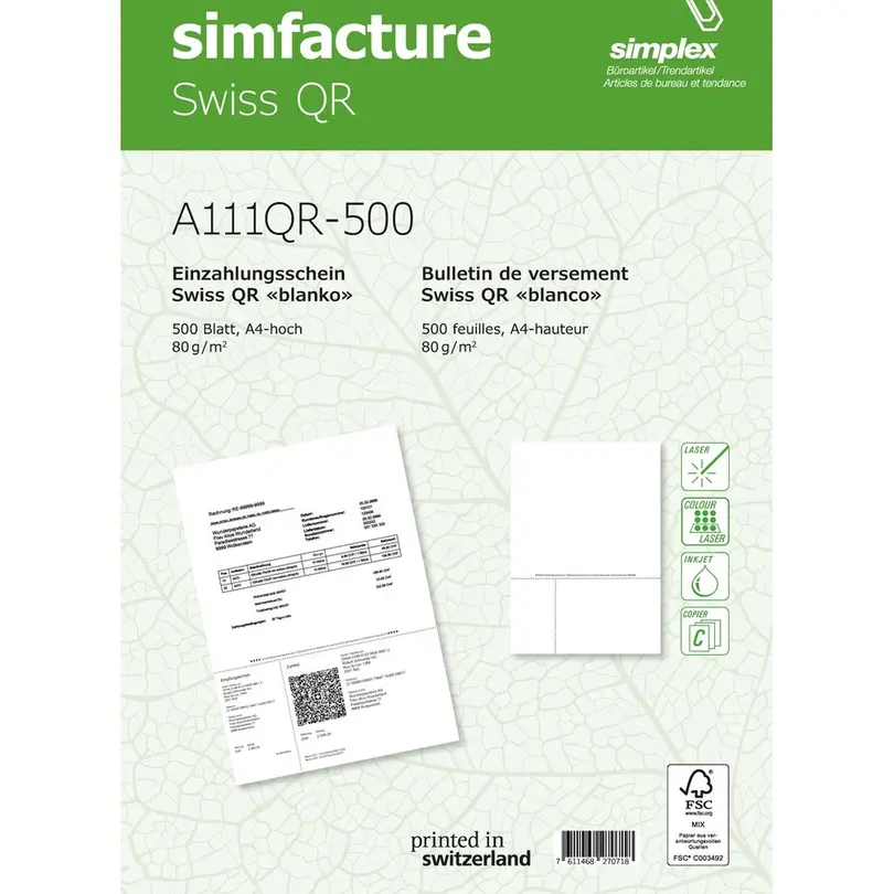Büro-Notizblätter 500er-Set Simfacture Swiss QR