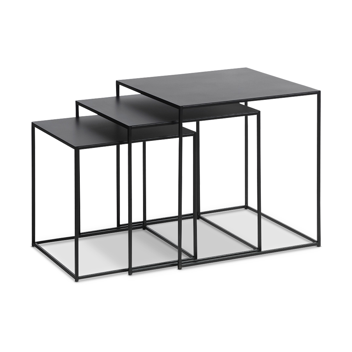 Olivine Sammie Set van 3 Metalen Bijzettafels - Zwart
