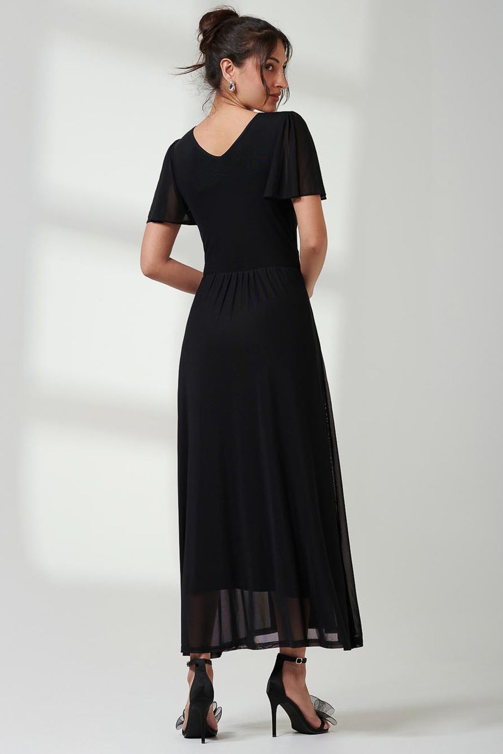 Jolie Moi Angel Sleeve Mesh Maxi Dress