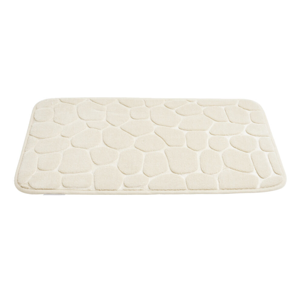 Tapis salle de bain motif galet beige 40x60cm