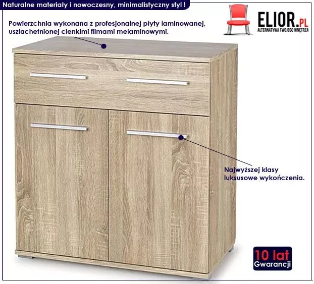 Minimalistyczna komoda Linesti c7 - dąb sonoma
