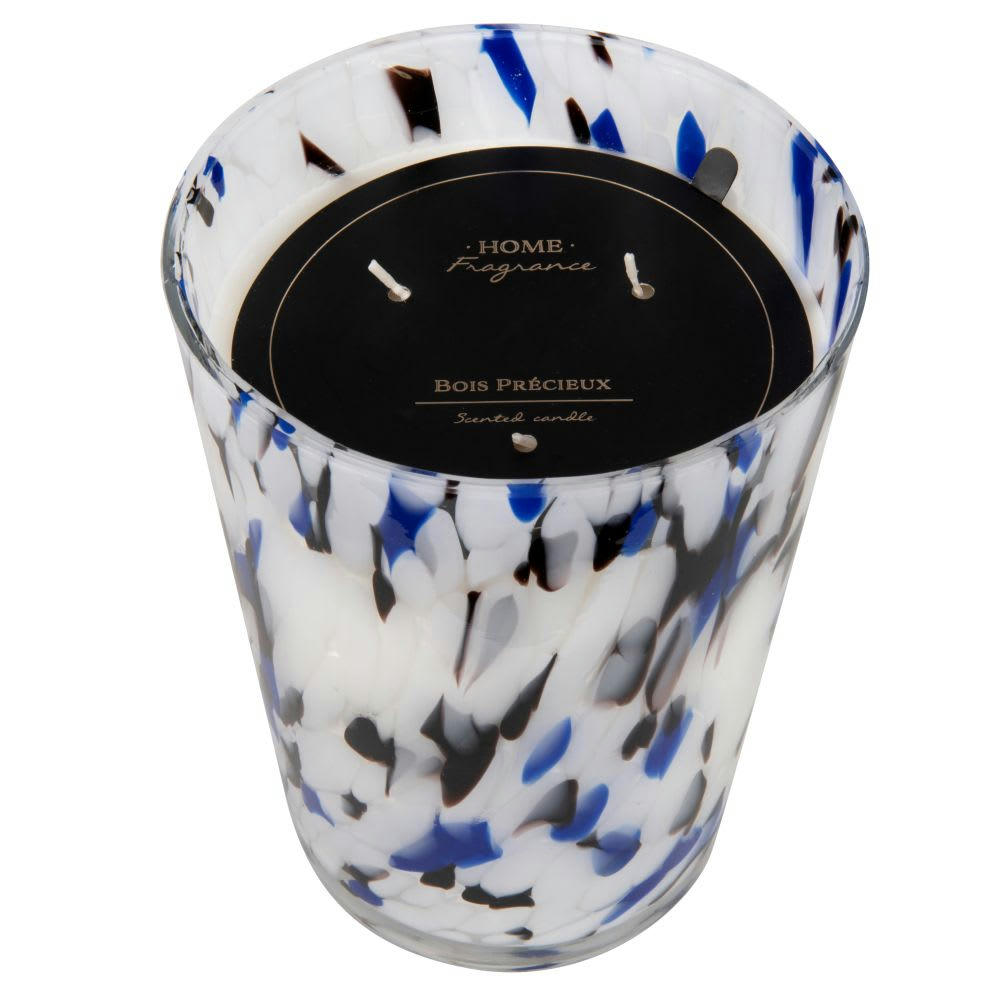 - Bougie parfumée en verre transparent, noir et bleu 1120g