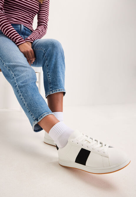 Womens White Side Stripe Trainers