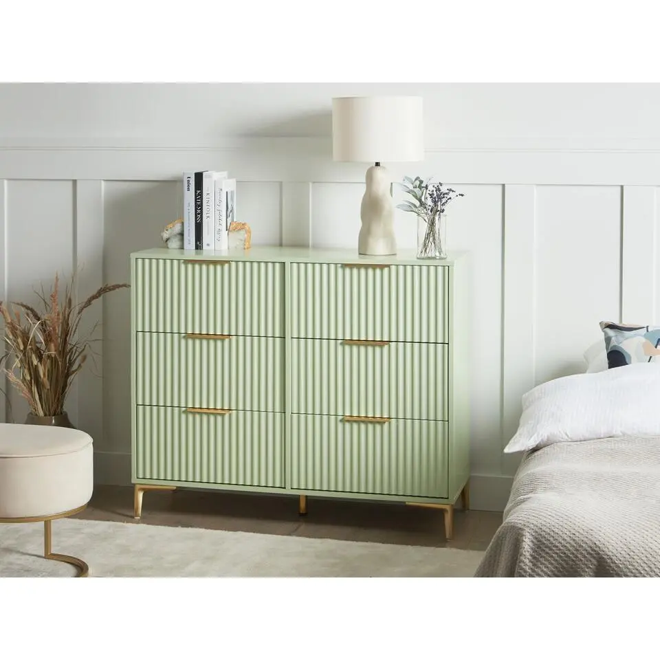 WALCOTT - Ladekast met 6 lades - Lichtgroen - MDF