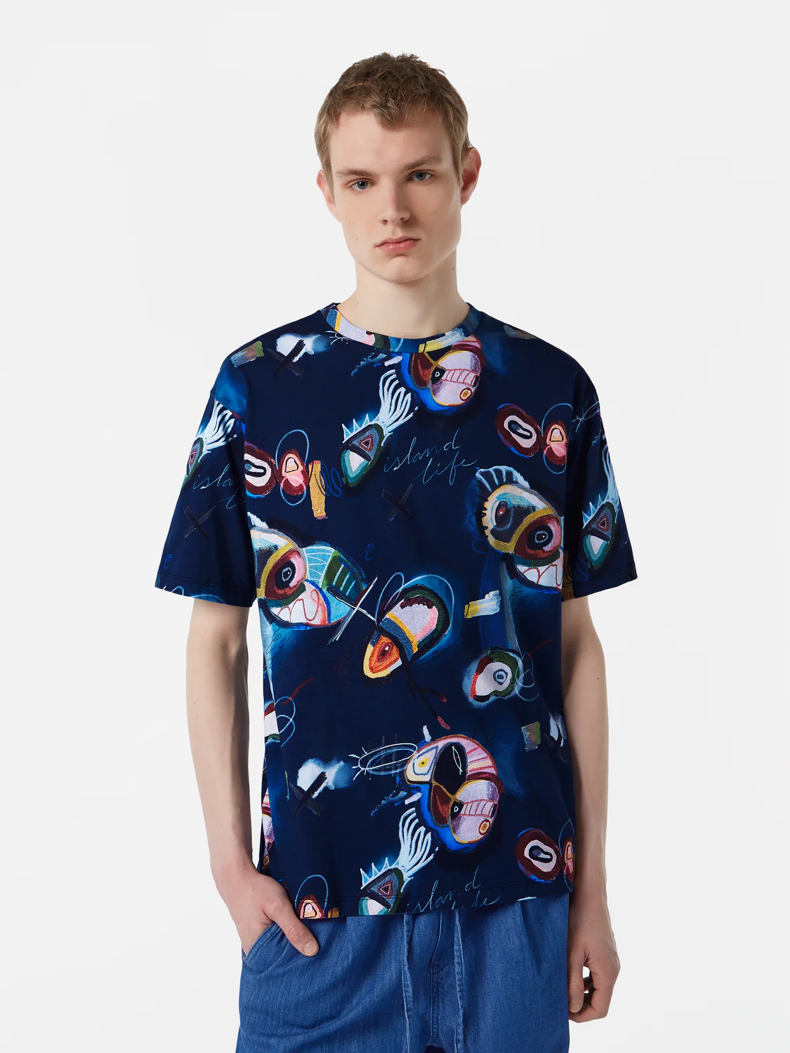 Relaxed-Fit Abstract Island Printed T-Shirt