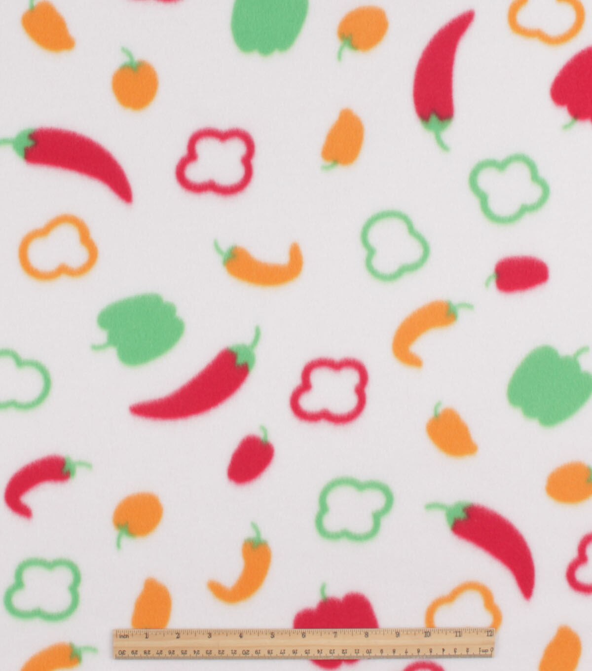 Peppers on White Blizzard Fleece Fabric