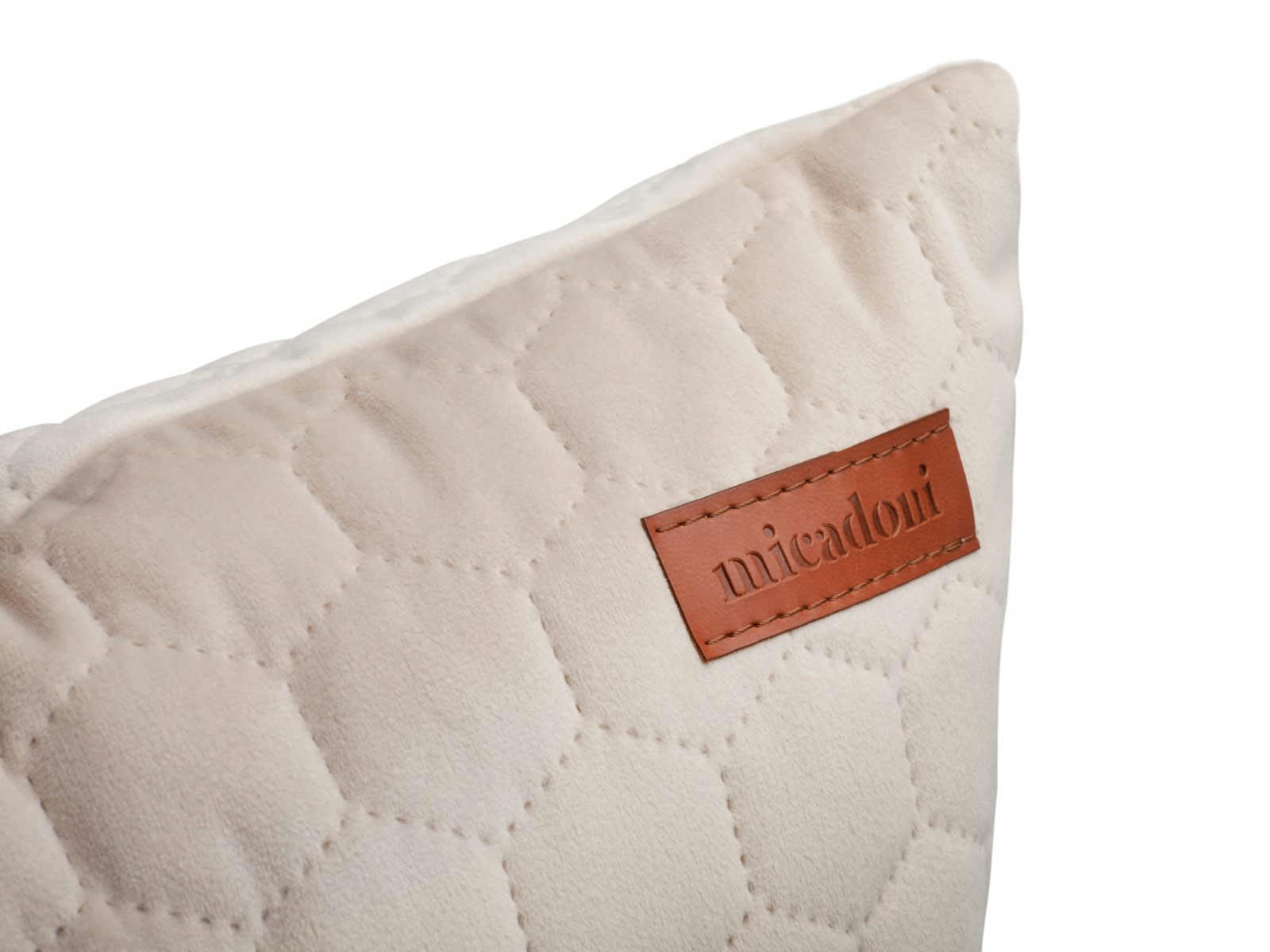 DONA - Coussin en tissu velours beige 36x36x16cm