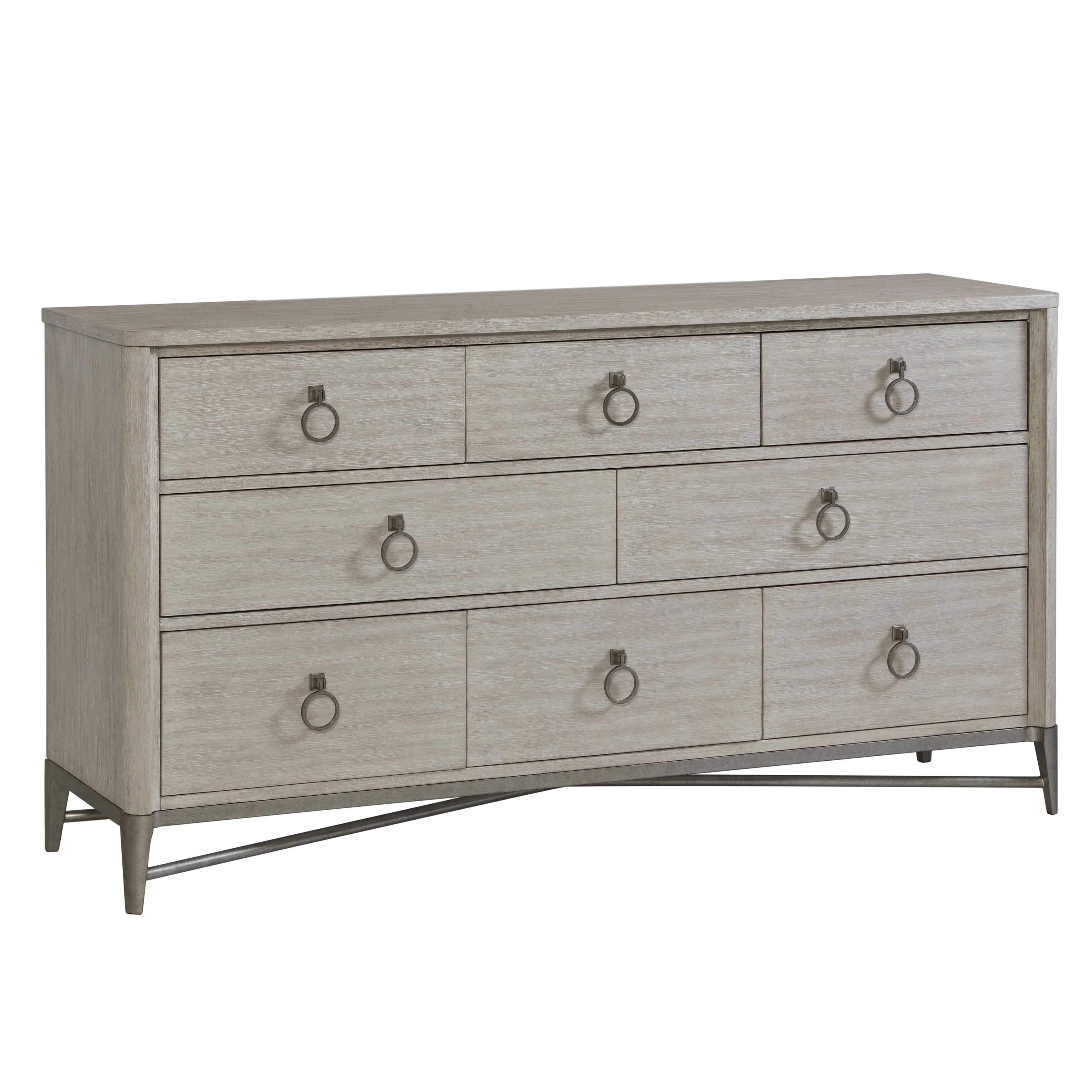 Roundhill Furniture Mantalia Solid Wood 8-Drawer Dresser with Metal Frame, Champagne