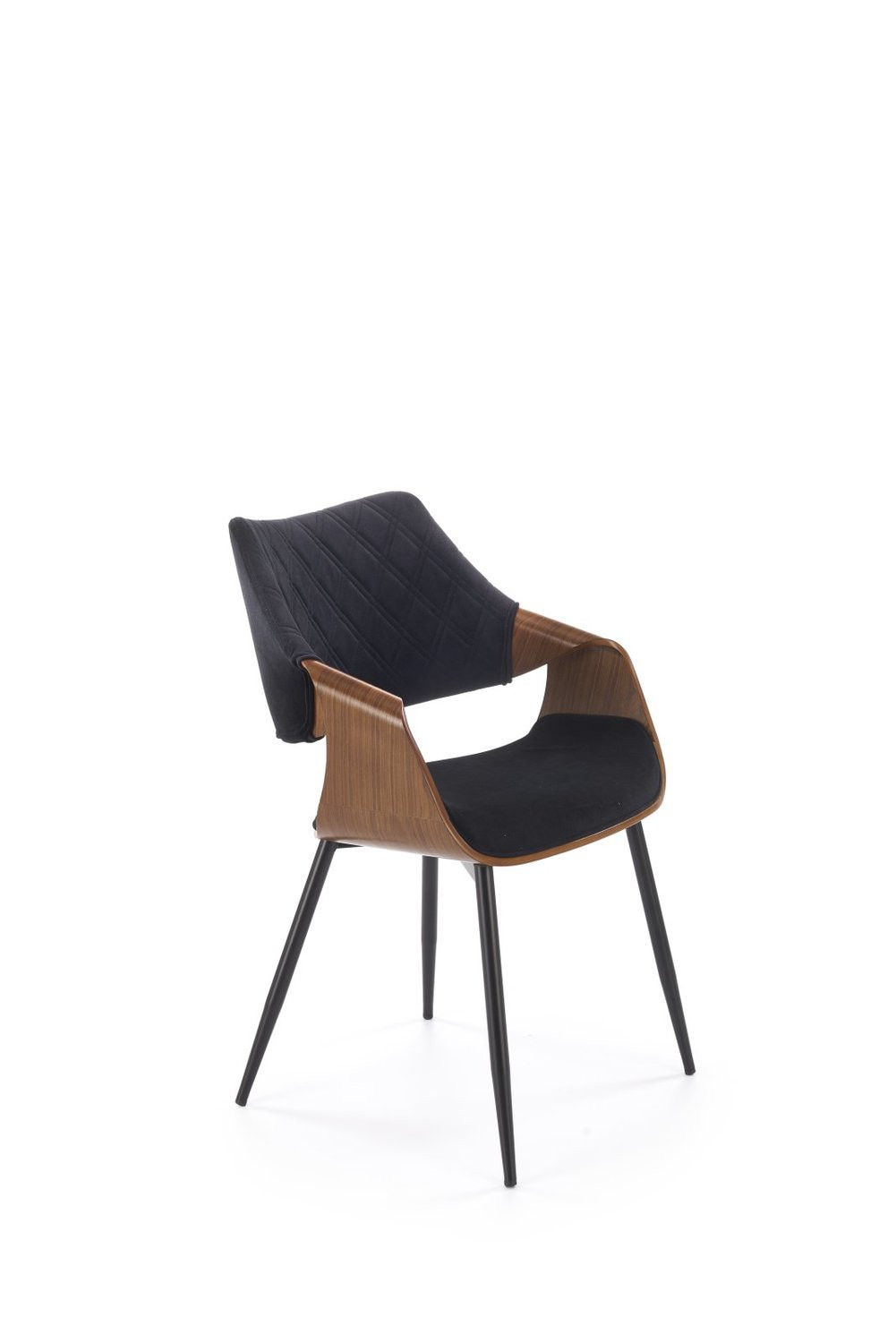 Krzesło tapicerowane K586 VELVET czarne/orzech