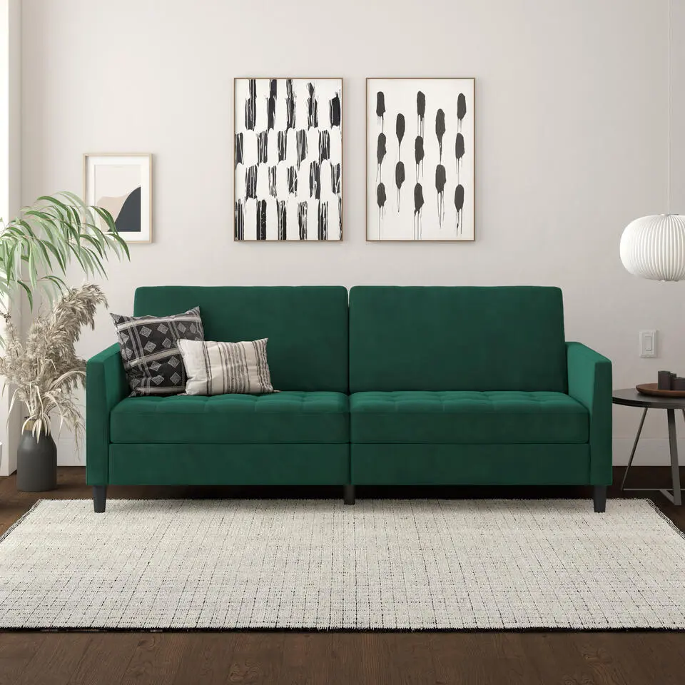 Presley - 3-zits slaapbank in donkergroen fluweel