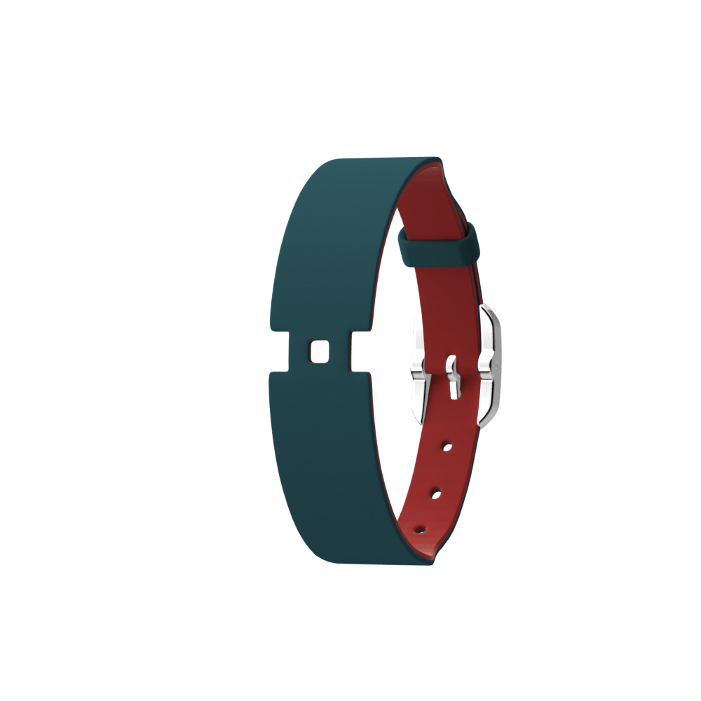 Bracelet Cuir Bleu pétrole / Framboise, boucle dorée