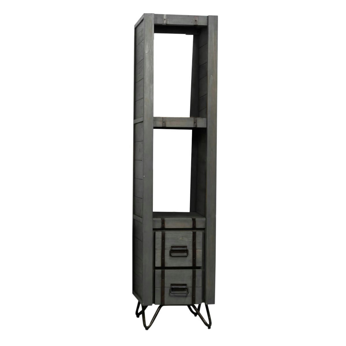 - Colonne de salle de bain en bois et métal gris H190cm