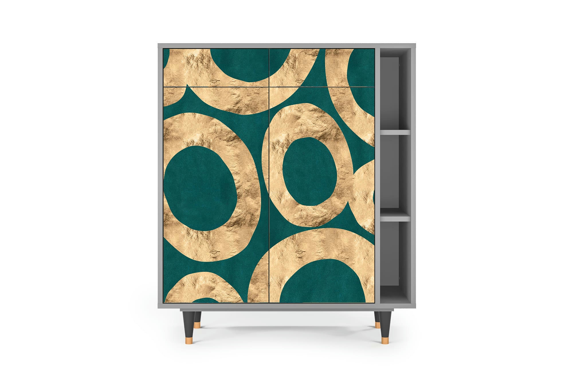 ZIRCON SPHERE - Buffet  bleu-vert 2 tiroirs et 2 portes L 94 cm