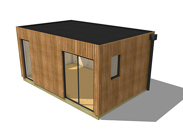 Bureau de jardin 4 saisons en bois 5,5 x 3,5 x 2,7 m / isolation RE2020 avec plancher isolé