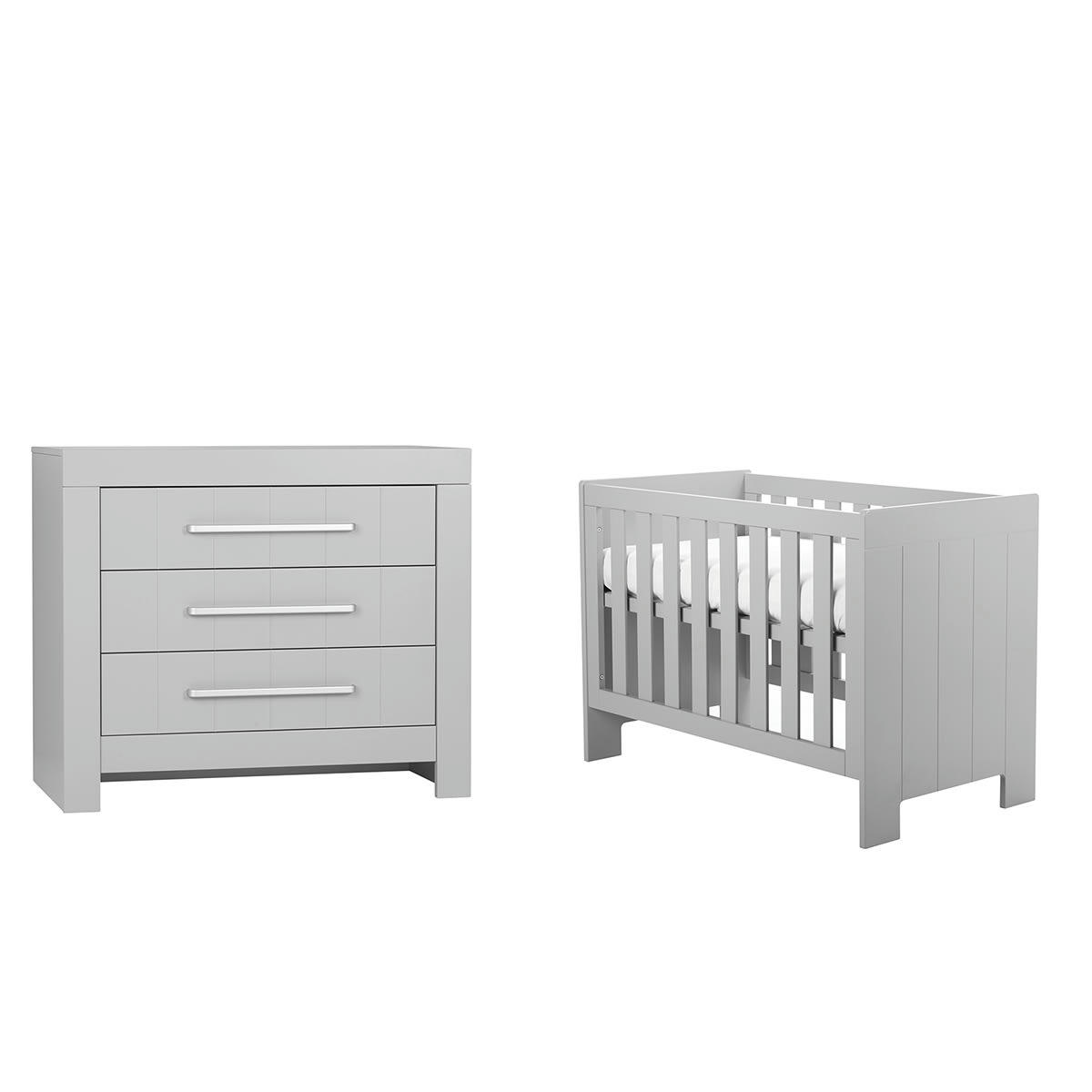DUO - CALMO - Lit bébé 60x120 commode à langer gris