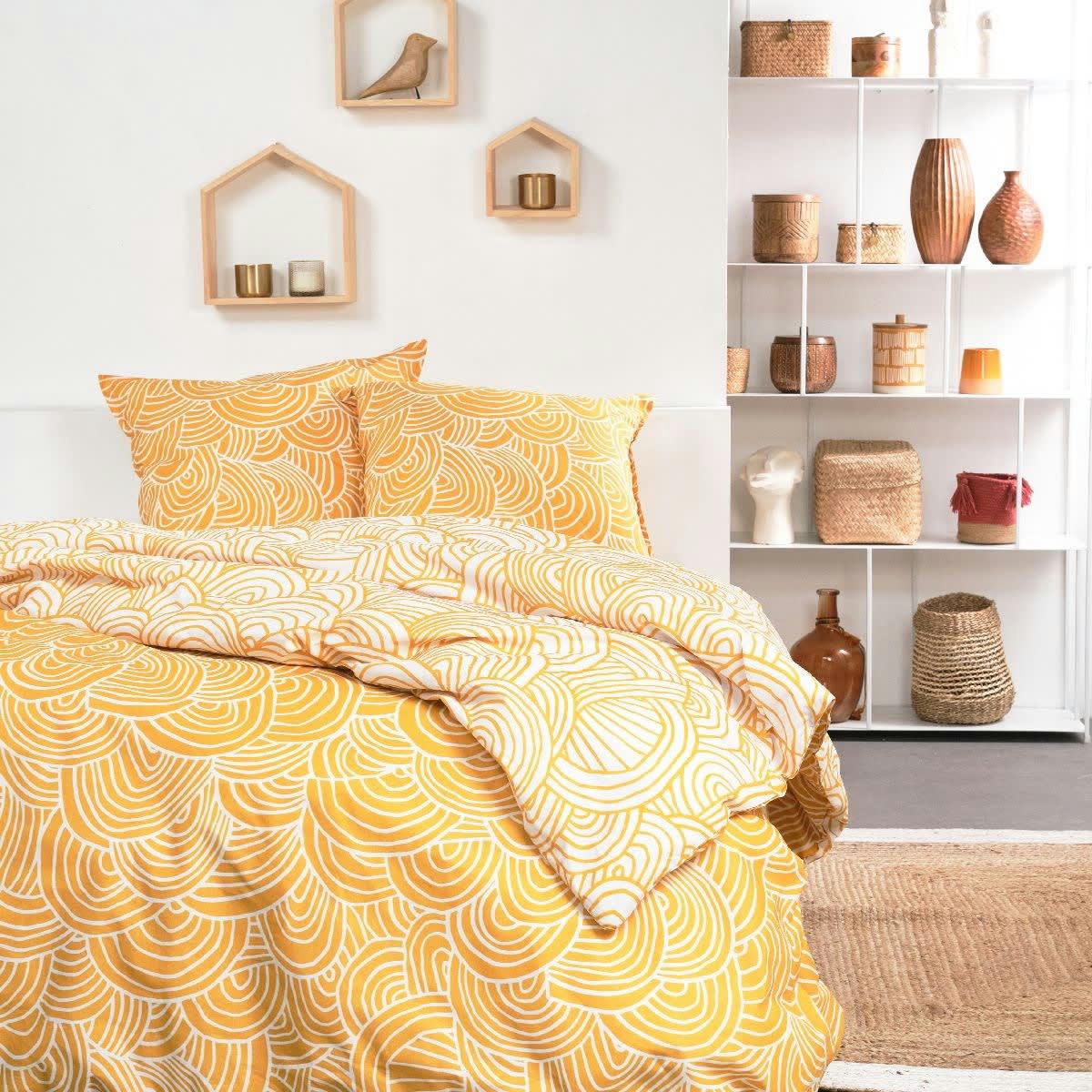 - Parure de lit en Coton Jaune 260x240 cm