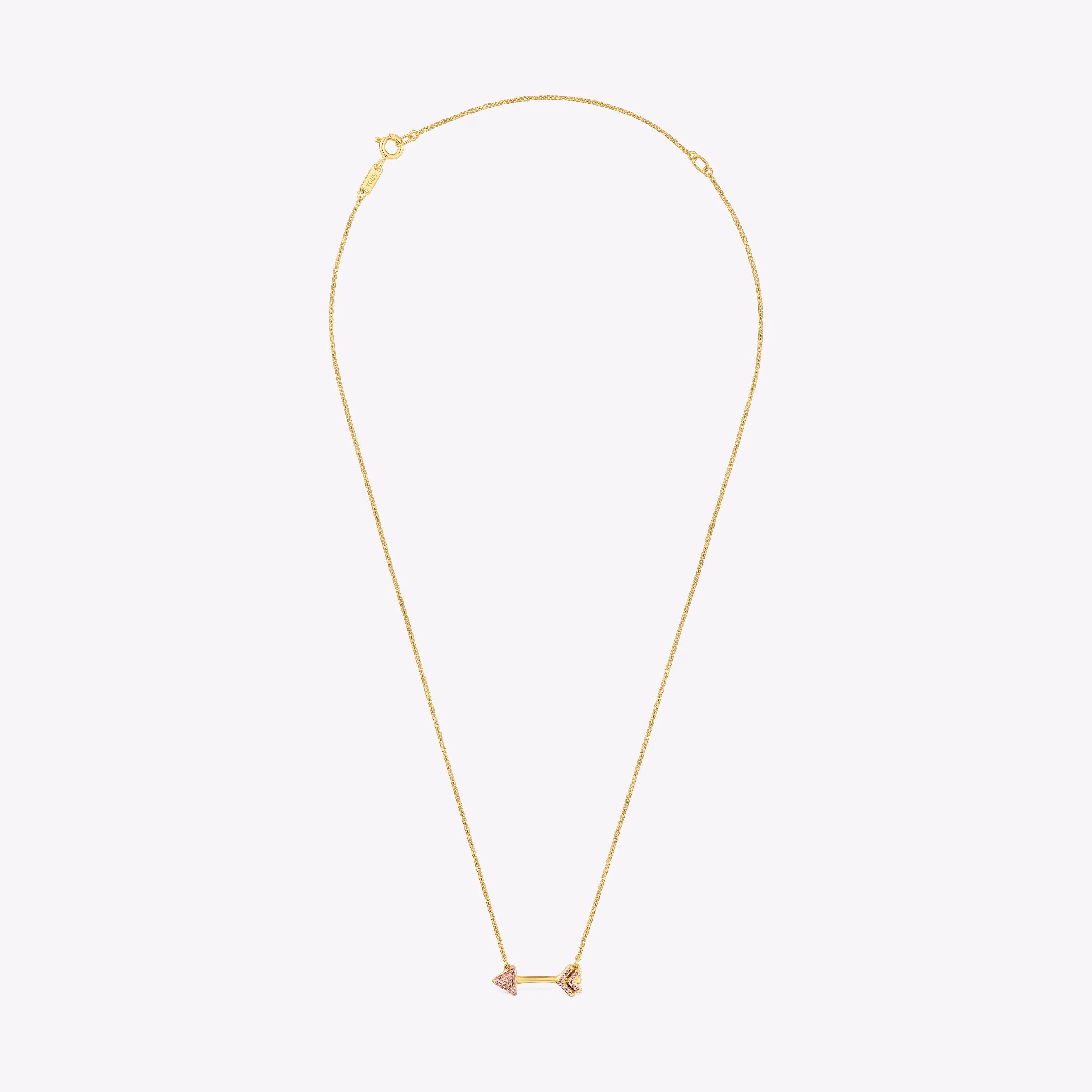 Collar con baño de oro 18 kt sobre plata y rodolitas TOUS Flechazo