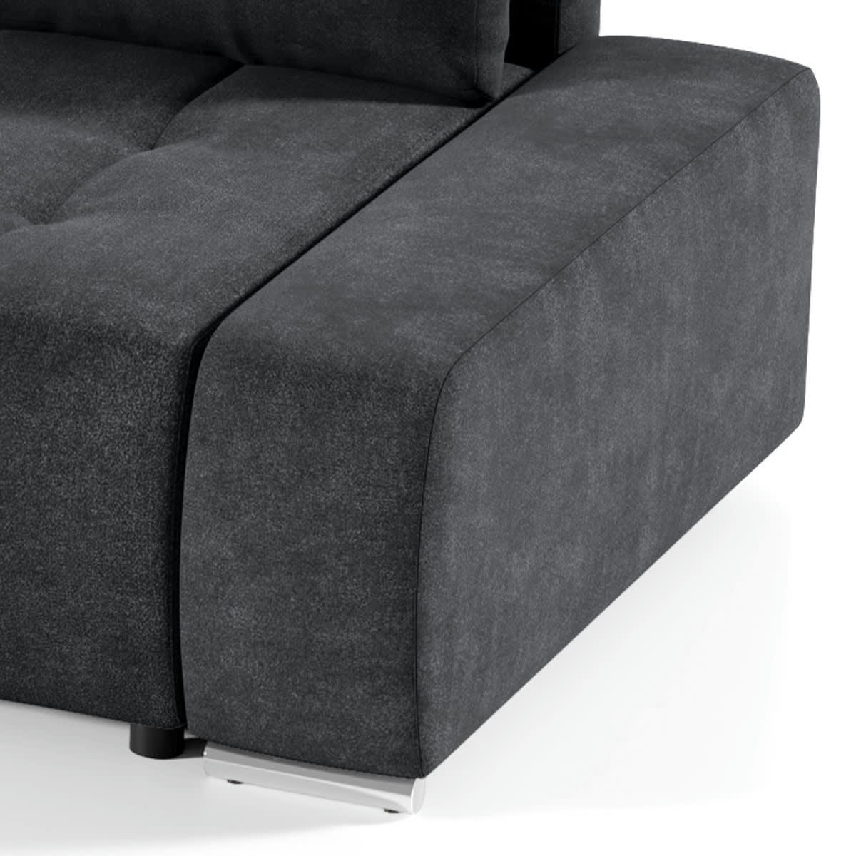 - Canapé d'angle convertible gauche 4 places gris anthracite