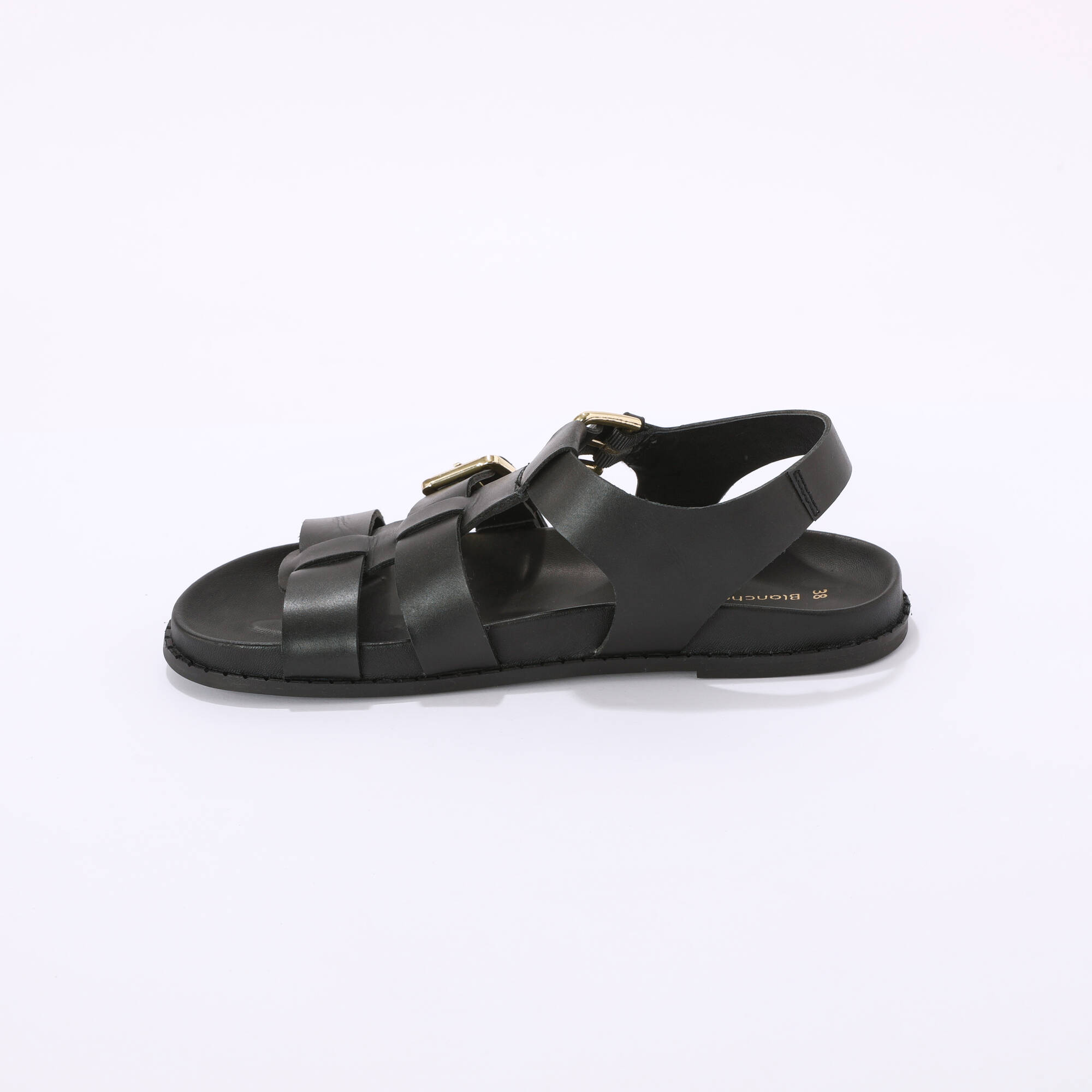 Sandales plates en cuir