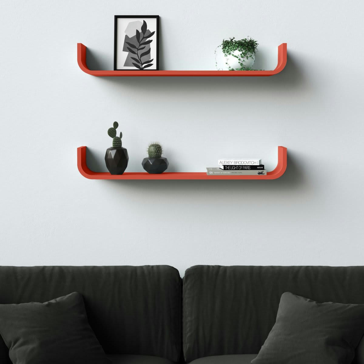 JULY - Étagère murale minimaliste 80cm en bois orange