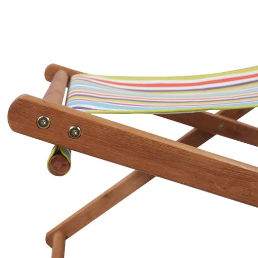 NNEVL Folding Beach Chair Fabric and Wooden Frame Multicolour