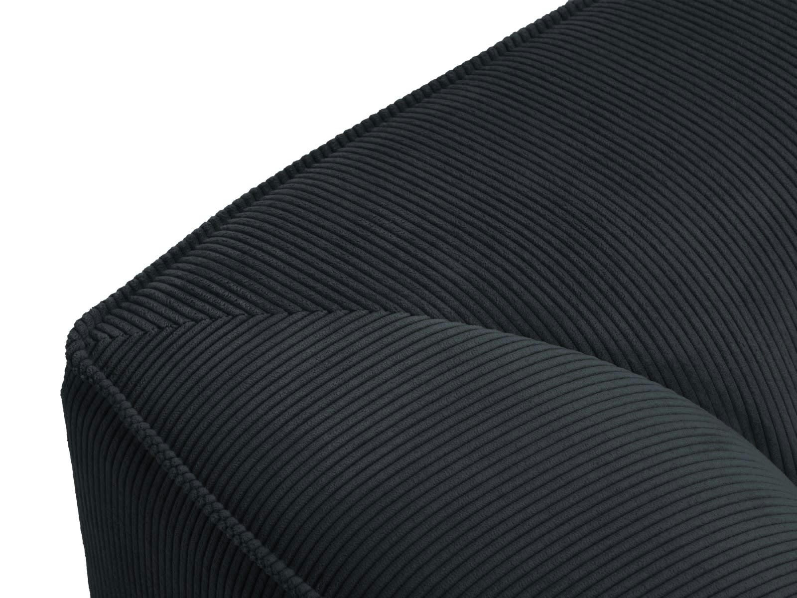 RUBY - Canapé d'angle droit 4 places en tissu velours côtelé noir