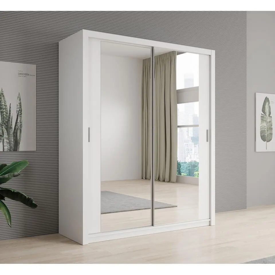 Meubella - Kledingkast Blake - Wit - 180 cm - Met spiegel