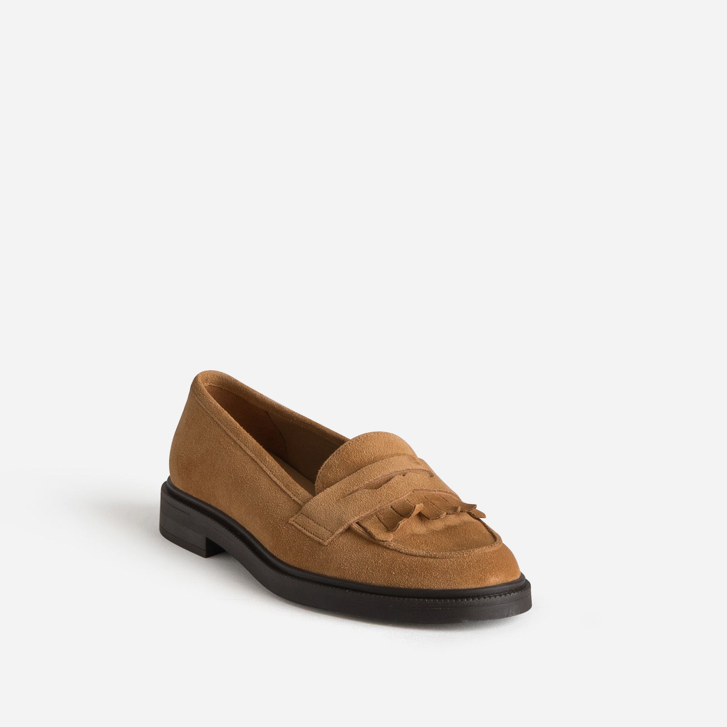 Mocassin ERAM FLEX camel cuir velours frange