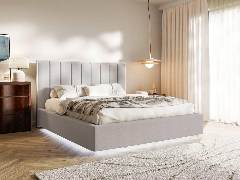 Bedframe Taavi chenille met opbergruimte en verlichting 180 x 200 cm