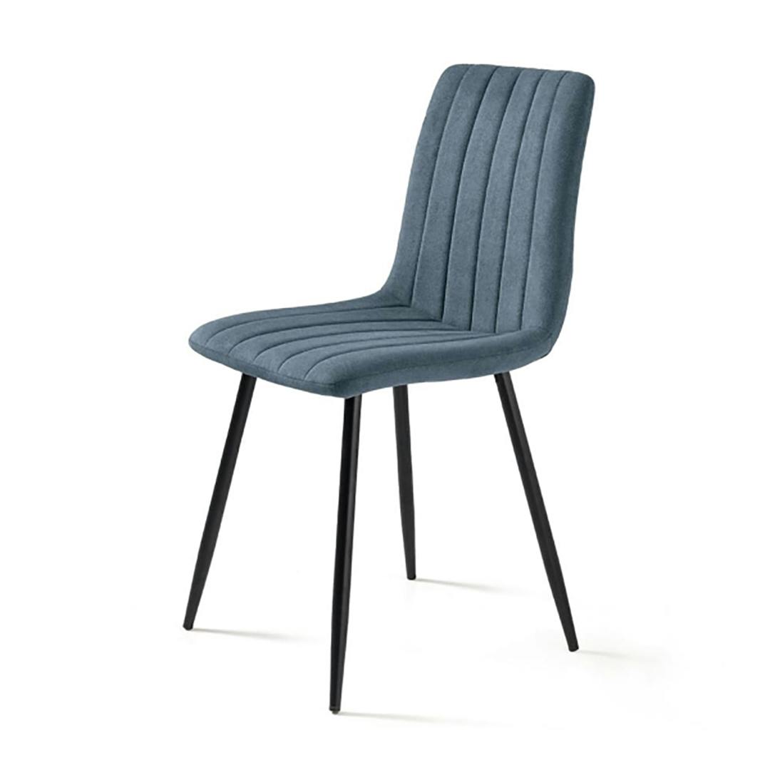 Chaise tissu bleu à coutures verticales (lot de 2) LORA