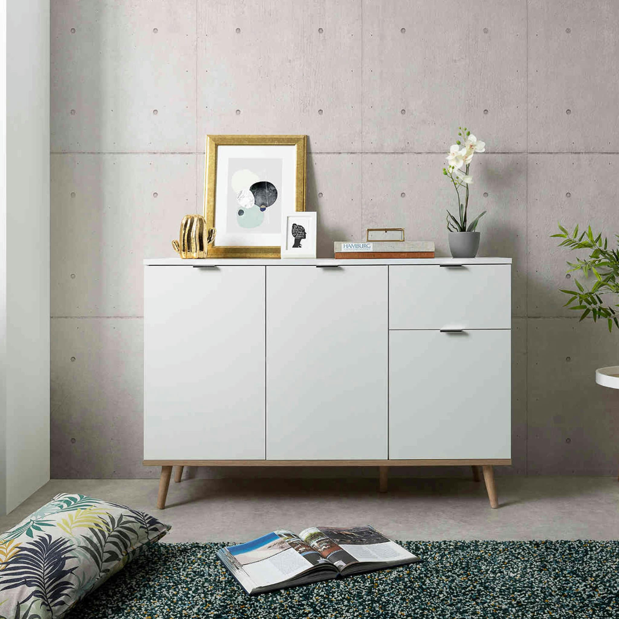 - Commode 3 portes 1 tiroir blanc