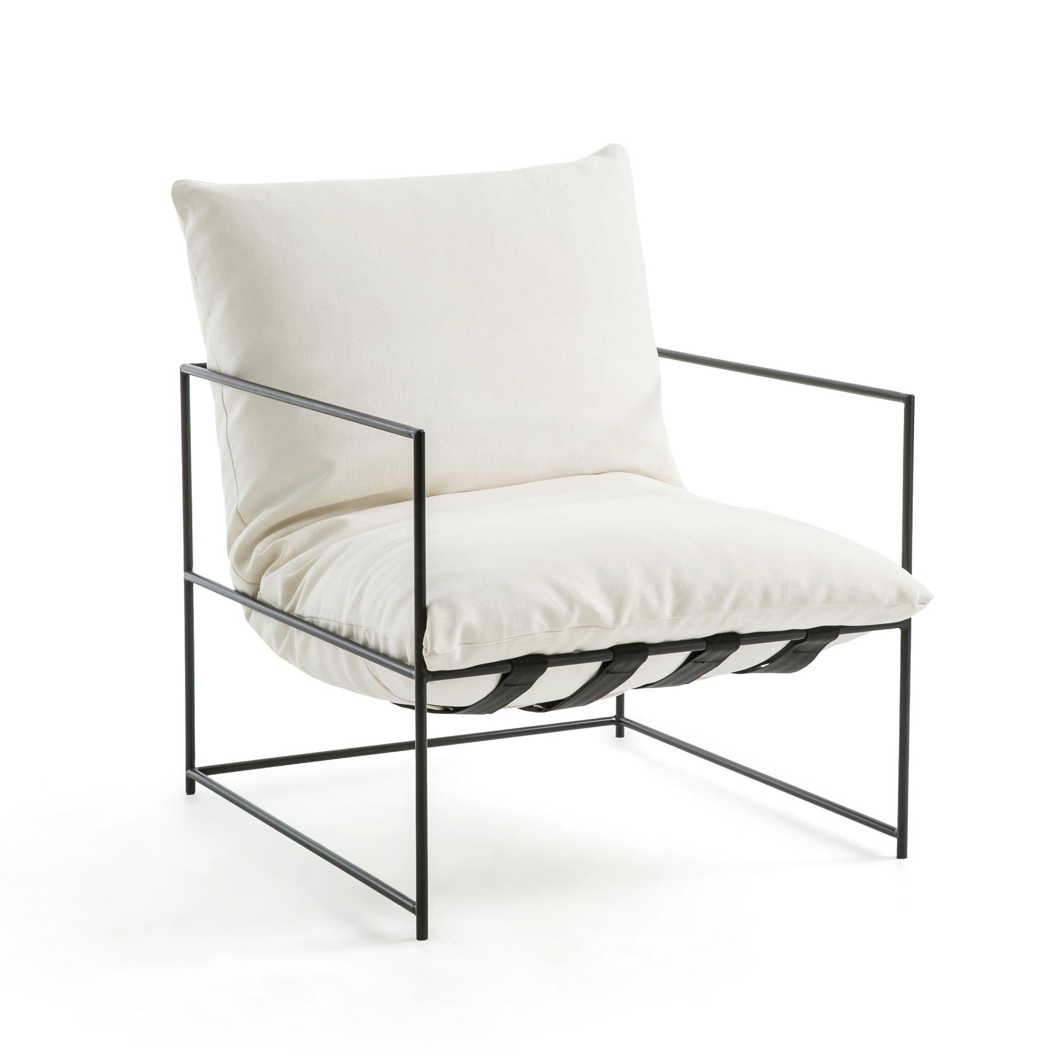 Fauteuil moelleux, tissu coton/lin, Sgothan