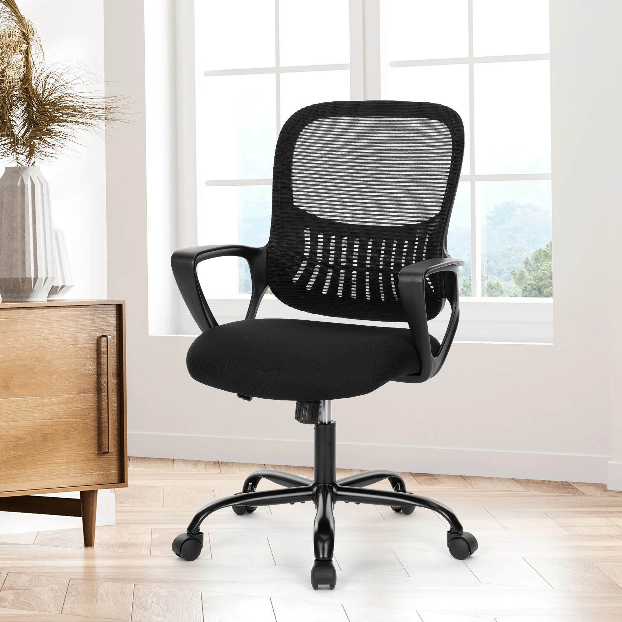 Home Office Chair Mesh Desk Chair Mid Back Computer Swivel Rolling