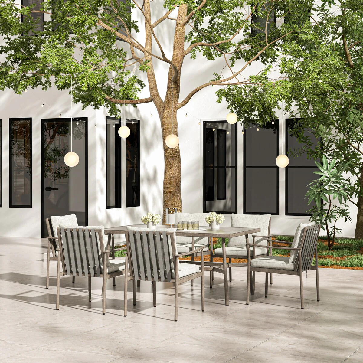 SleekLine 4-Piece Aluminum Patio Dining Chairs with Cushions