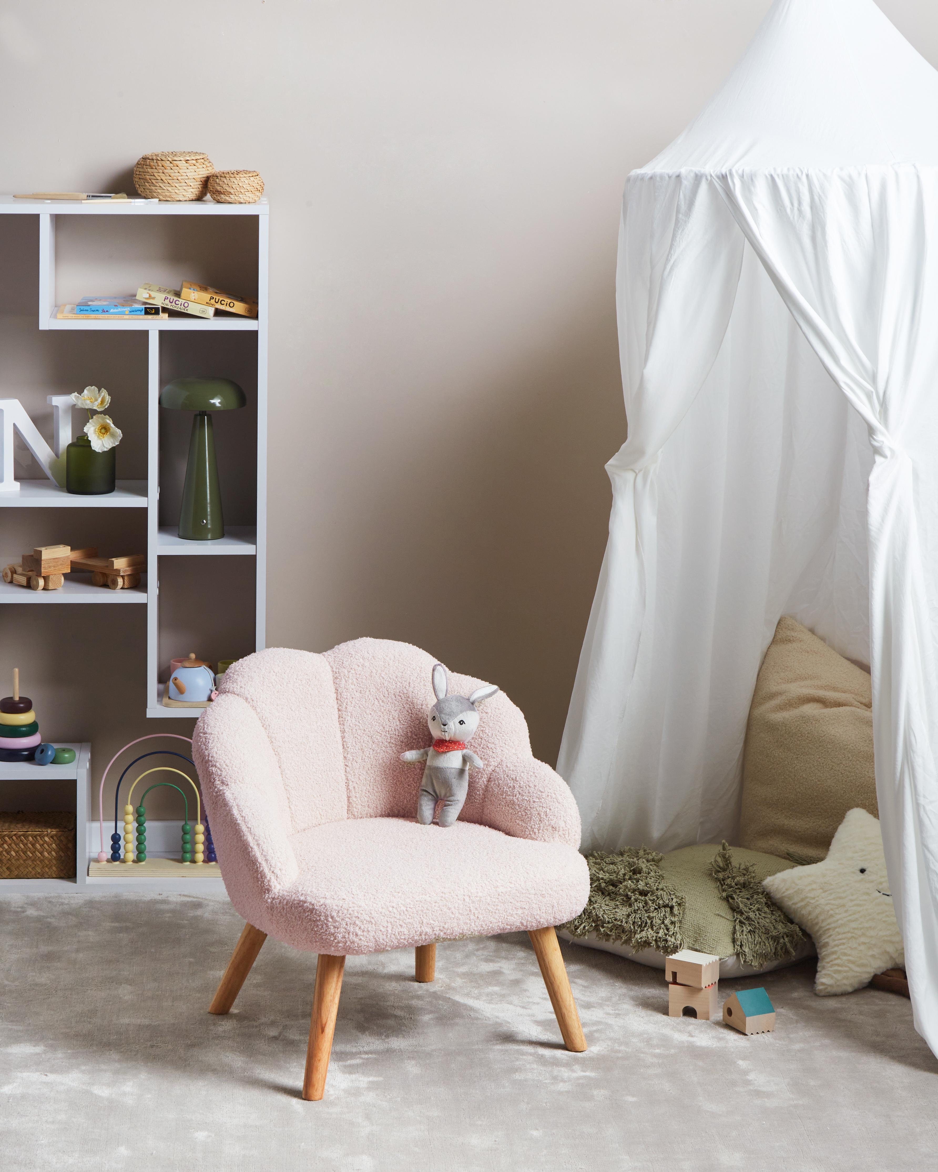 Kids Armchair MILAND Boucle Pastel Pink