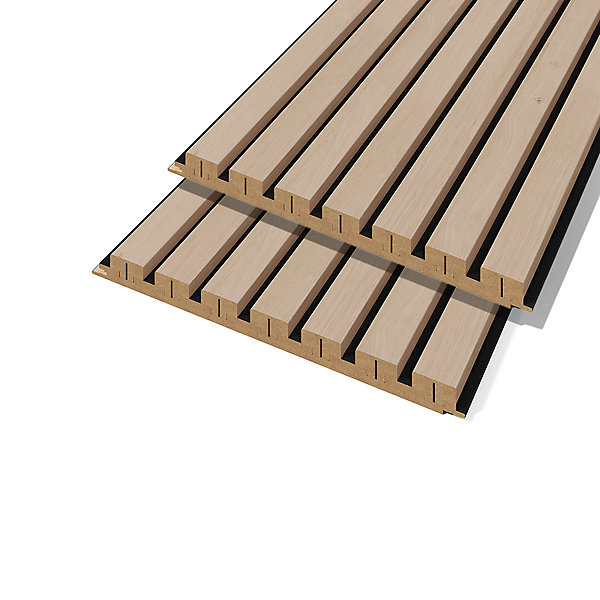 Lot de 2 demi panneaux mural décoratif lamelles MDF chêne clair fond noir 1250 x 287 x 20 mm 0,72 M2