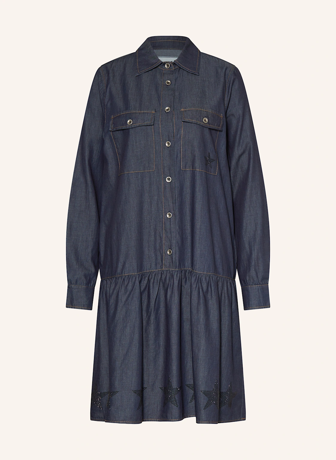 Grace Hemdblusenkleid in Jeansoptik mit Schmucksteinen