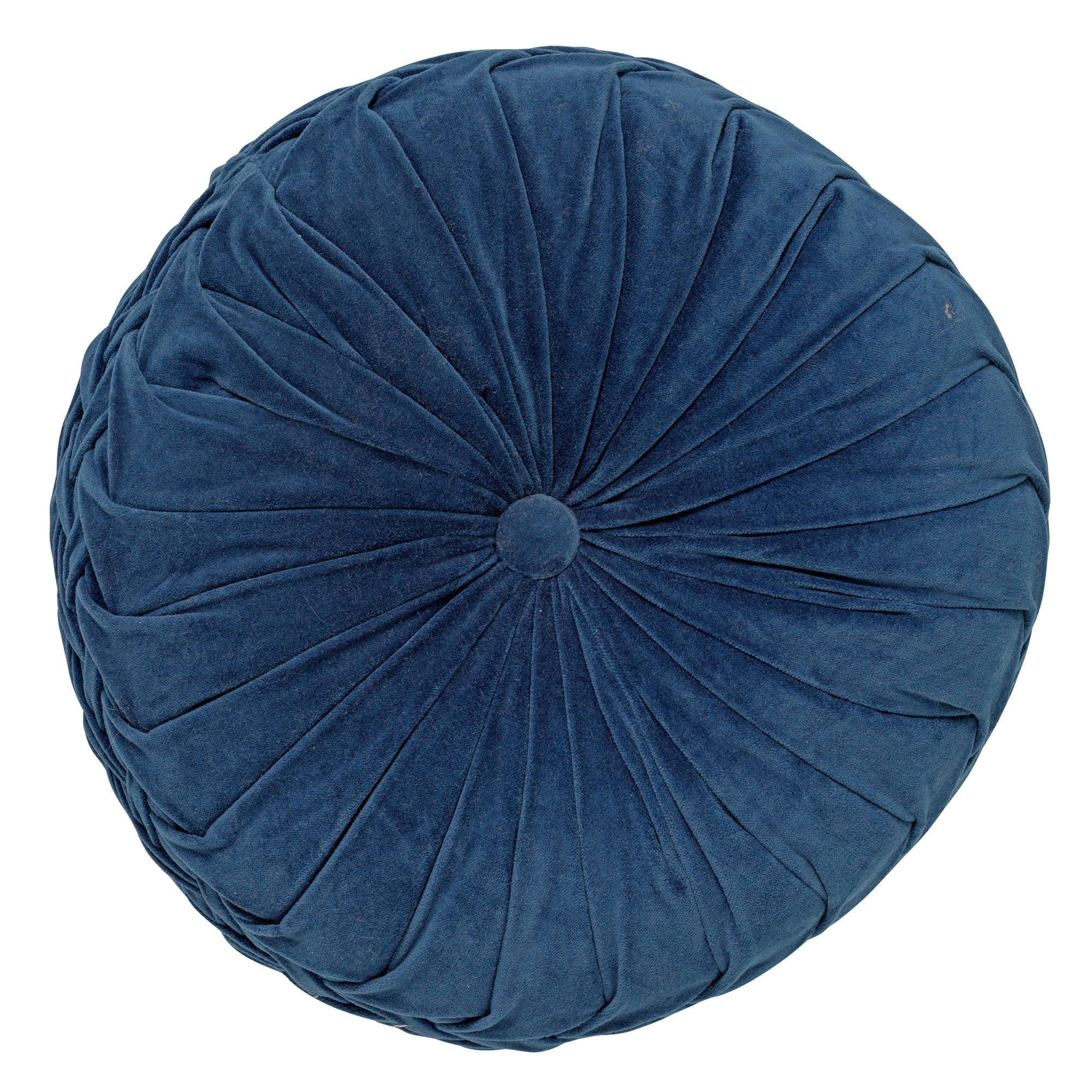 KAJA - Coussin rond bleu en velours 40 cm uni