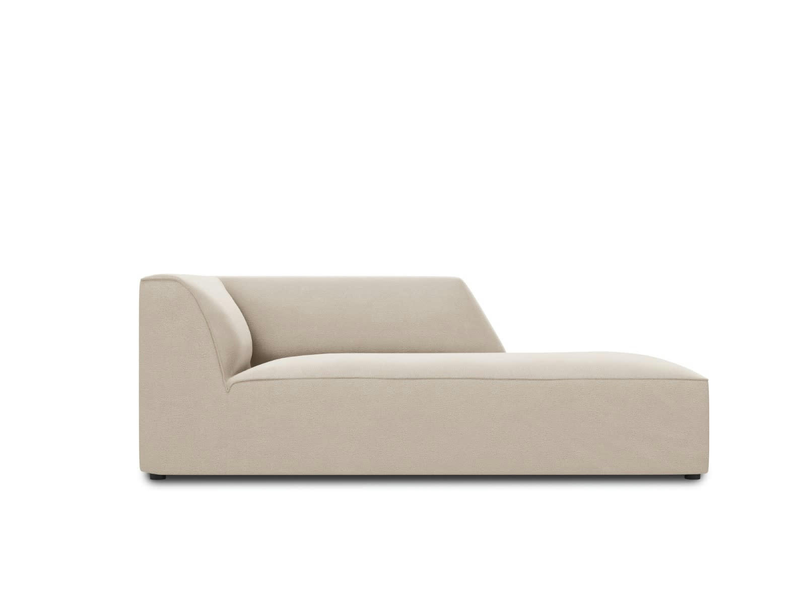 RUBY - Méridienne droite 1 place en tissu velours beige
