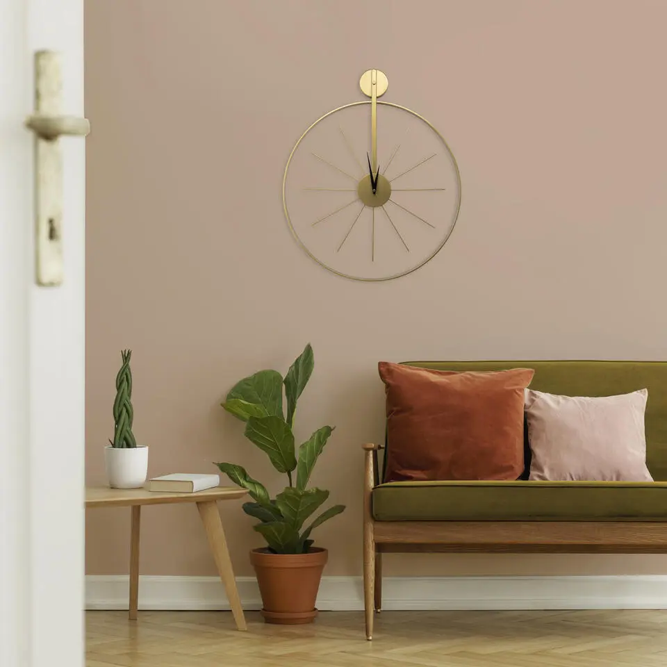 Klok - Luxe Gouden Ronde Hangende Klok - 55 x 65