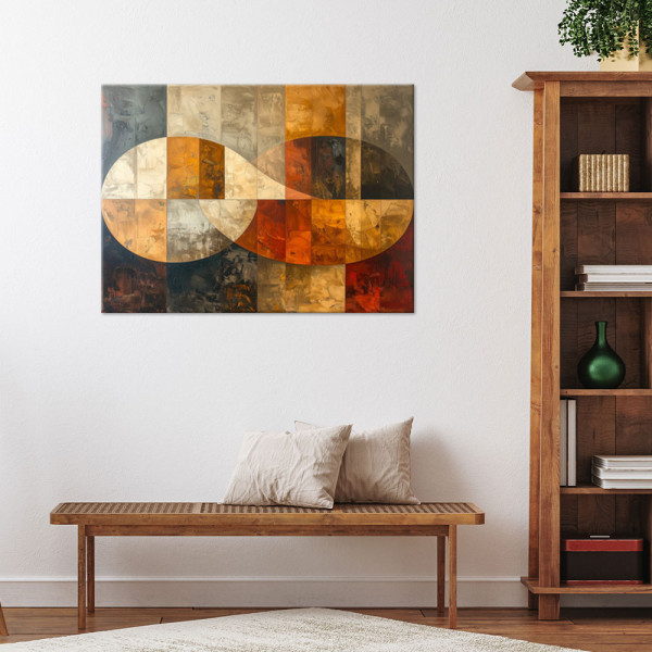 Obraz na płótnie do salonu, Abstrakcja geometria w beżowo-złotych i 30x20