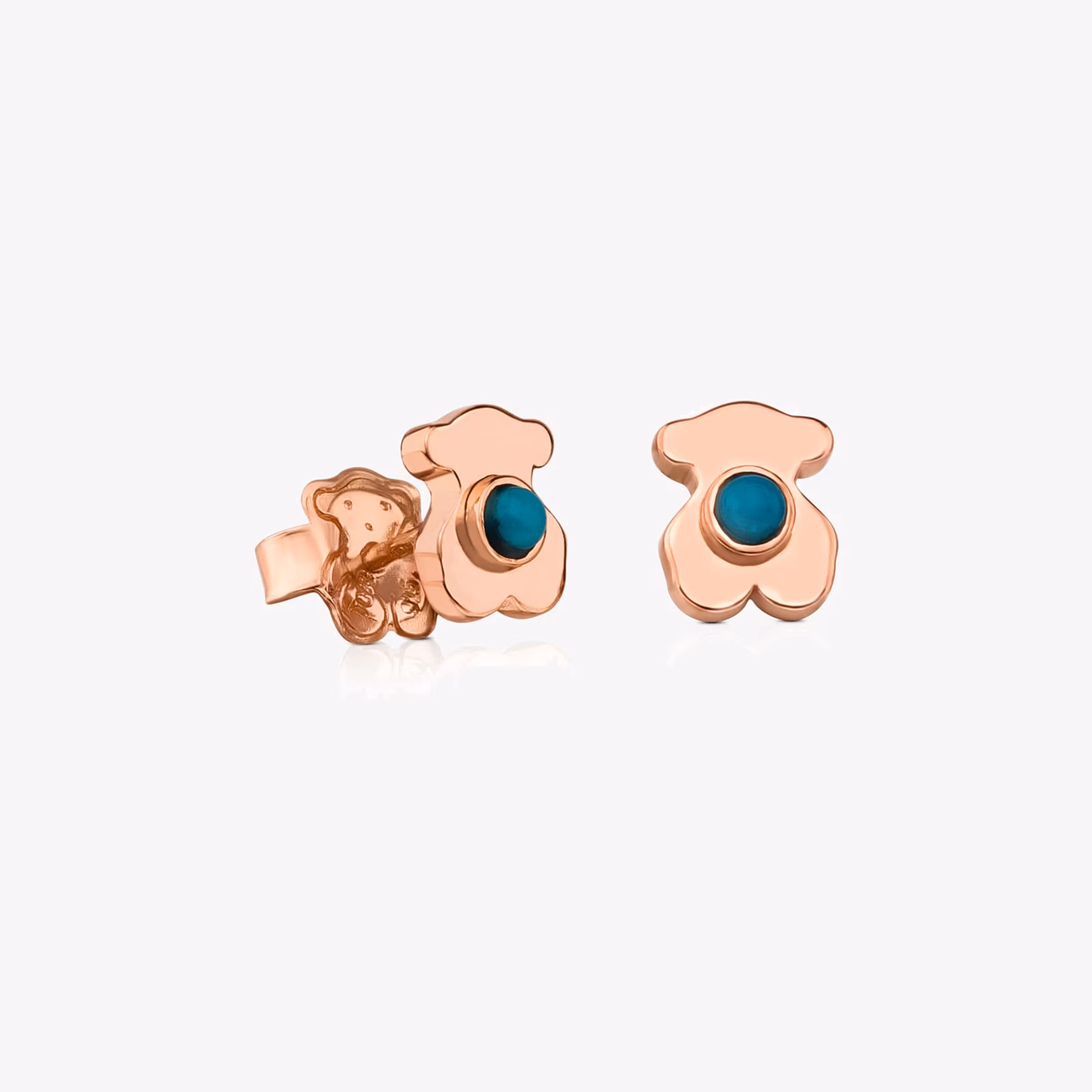 Pendientes con baño de oro rosa 18 kt sobre plata y turquesa Super Power