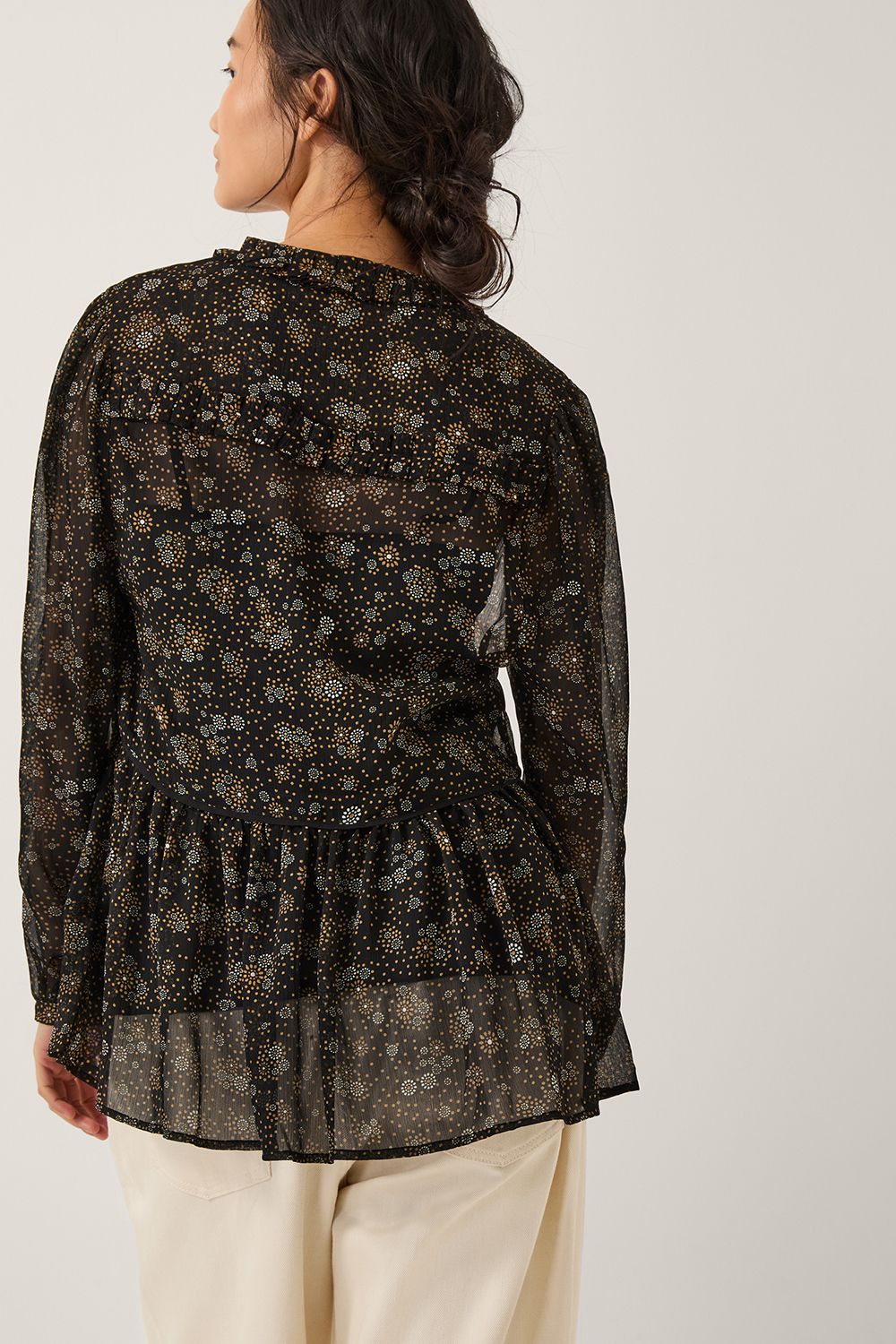 Monsoon Clara Dotwork Print Blouse Black