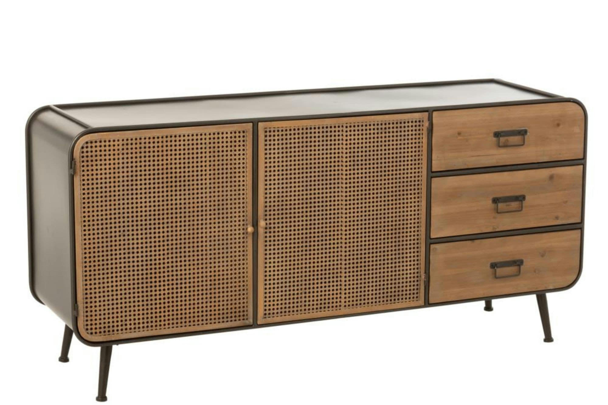 DETROIT - Buffet bas en métal avec 2 portes et 3 tiroirs L160